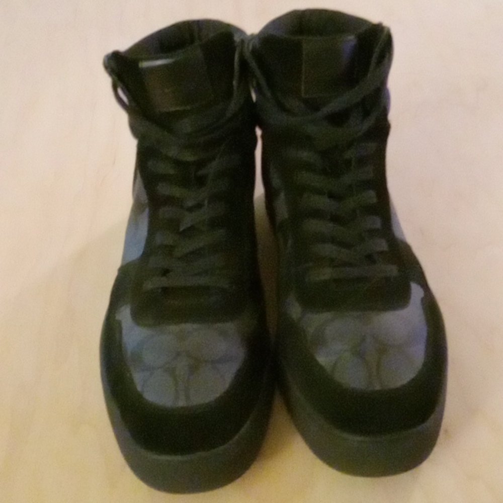 Black/Grey Coach NY..high tops-size 12. Suede imbellishments.